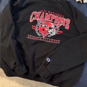 Champion Black Crewneck with Red & White Georgia Bulldogs 'Champions' Graphic